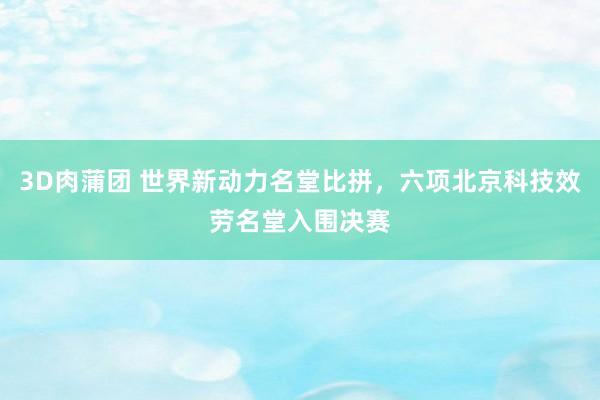 3D肉蒲团 世界新动力名堂比拼，六项北京科技效劳名堂入围决赛