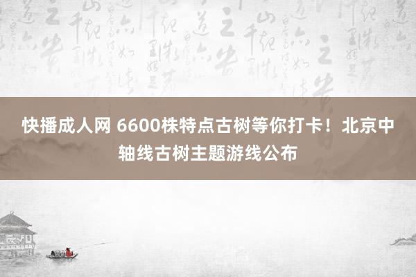 快播成人网 6600株特点古树等你打卡！北京中轴线古树主题游线公布