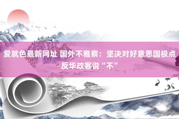 爱就色最新网址 国外不雅察：坚决对好意思国极点反华政客说“不”