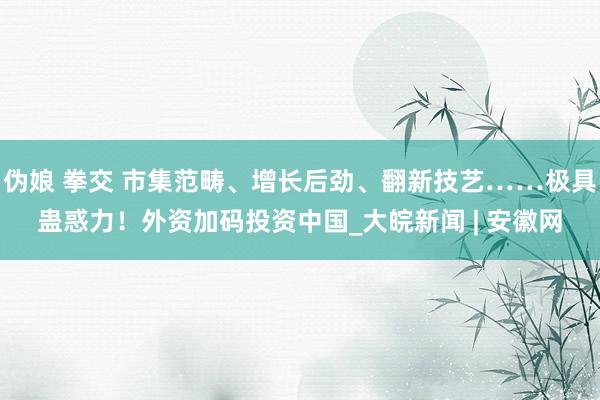 伪娘 拳交 市集范畴、增长后劲、翻新技艺……极具蛊惑力！外资加码投资中国_大皖新闻 | 安徽网